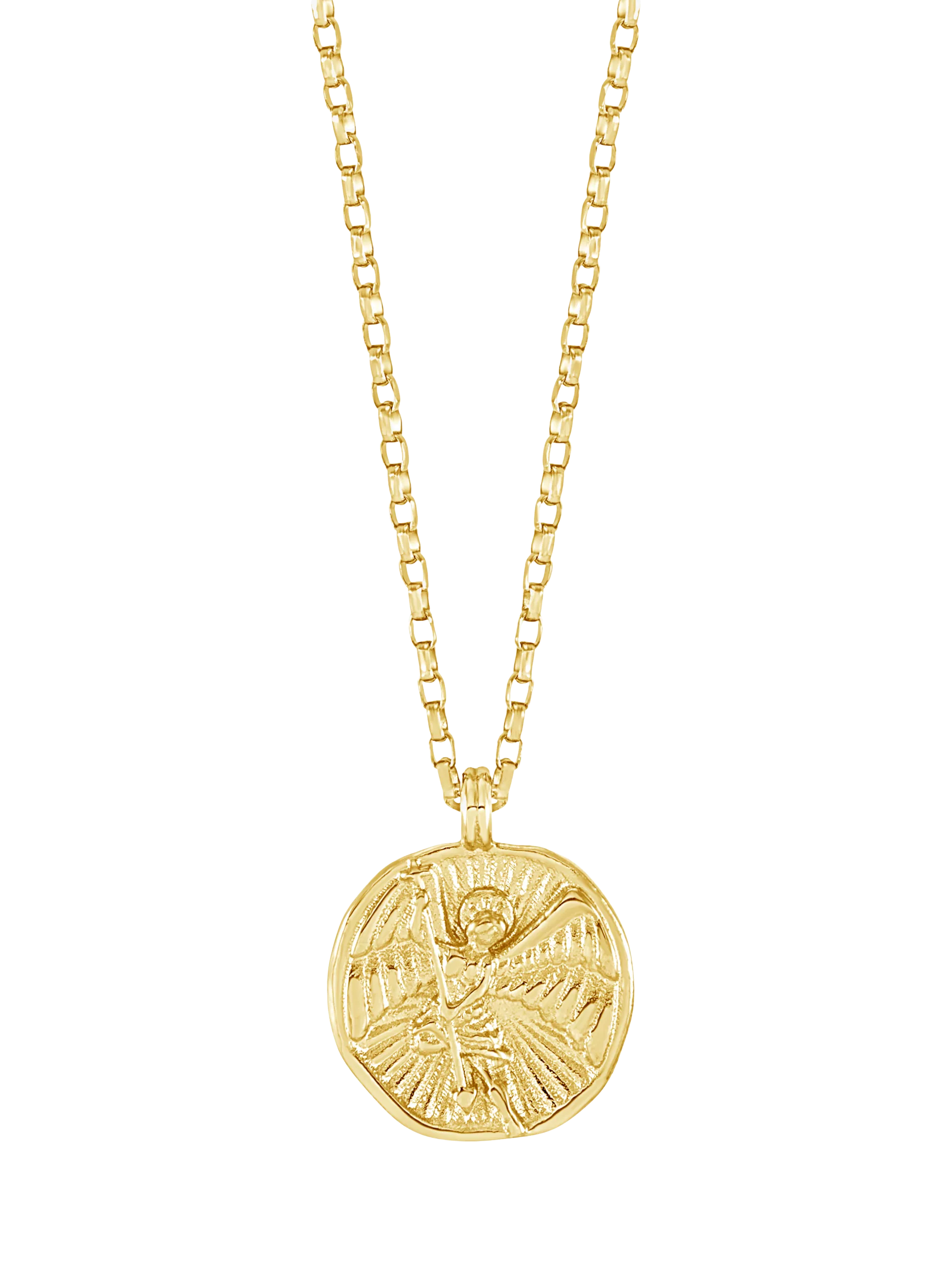 Dower & Hall St. Michael pendant necklace gold, imported from the UK