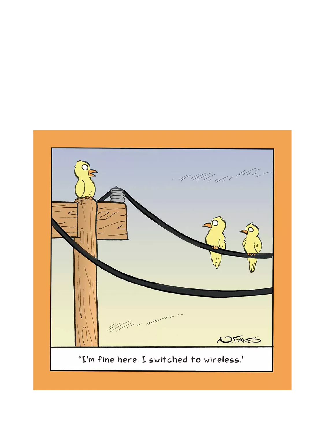 Woodmansterne greeting card birds on telephone wire, imported from the UK