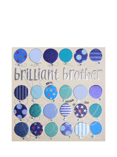 John Lewis Wendy Jones Blackett Balloons Brilliant Brother Birthday Card Greetings Card, 1 Card- Buy online at McGrocer