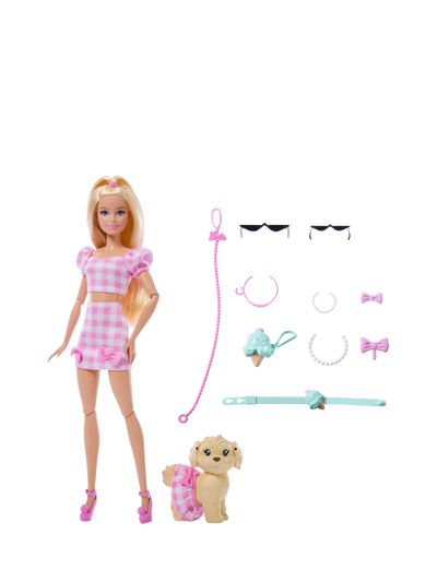 John Lewis Barbie Twinning Looks Fashion Doll with Matching Pet Dog: Bows- Buy online at McGrocer