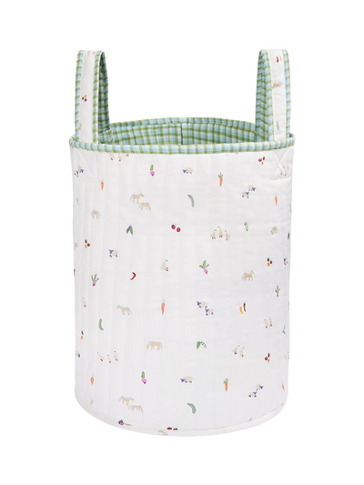 John Lewis Avery Row Large Quilted Reversible Storage Basket Little Farm- Buy online at McGrocer
