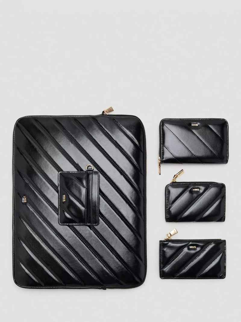 Mango diagonal quilted purse black small, imported from the UK