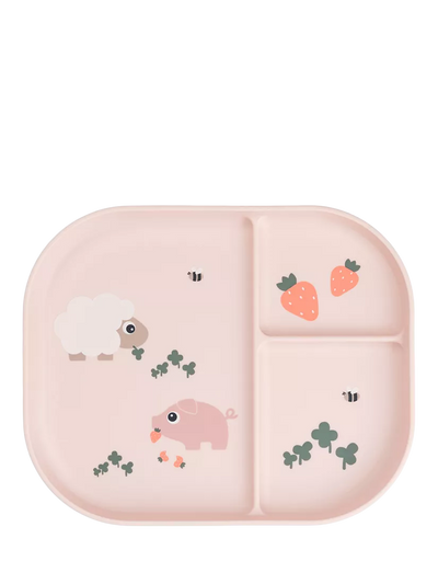 John Lewis Done by Deer Tiny Farm Foodie Compartment Plate, Powder- Buy online at McGrocer