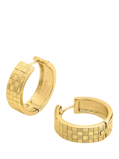 John Lewis LARNAUTI Cross Hatch Textured Hoop Earrings, Gold- Buy online at McGrocer