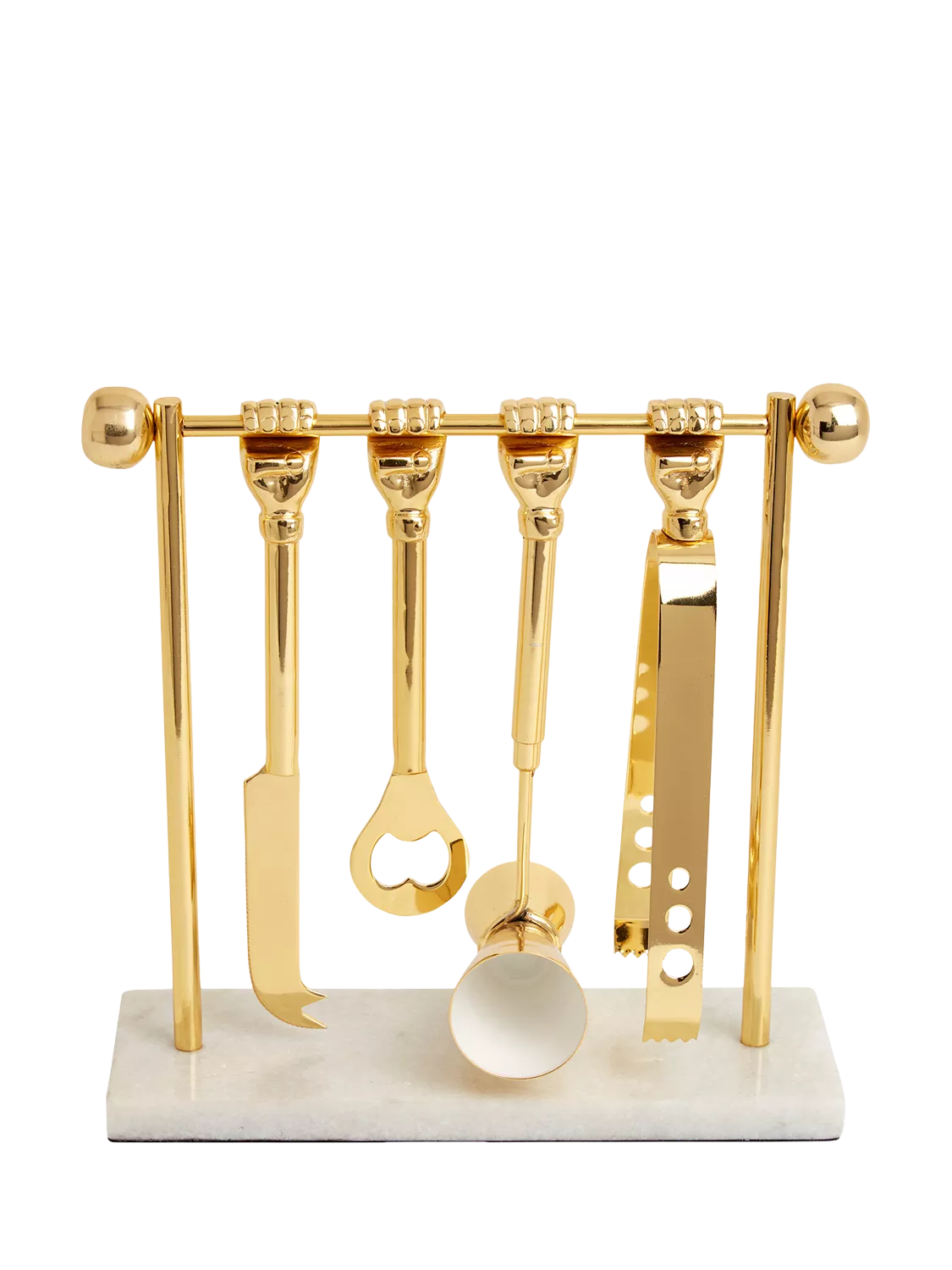 Jonathan Adler Barbell Barware Set brass marble, imported from the UK