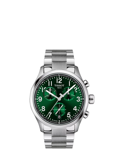 John Lewis Tissot Chrono L Men's Chronograph Watch, Green Dial Silver Bracelet- Buy online at McGrocer