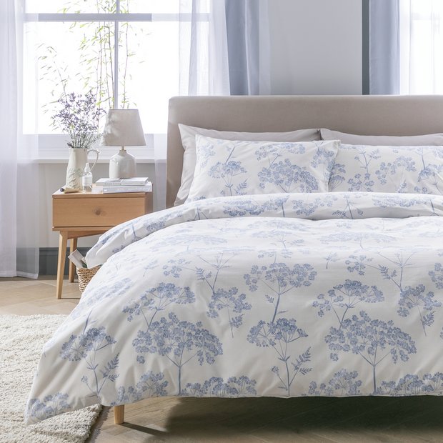 Argos Home Cow Parsley Blue and White duvet set Single - British product