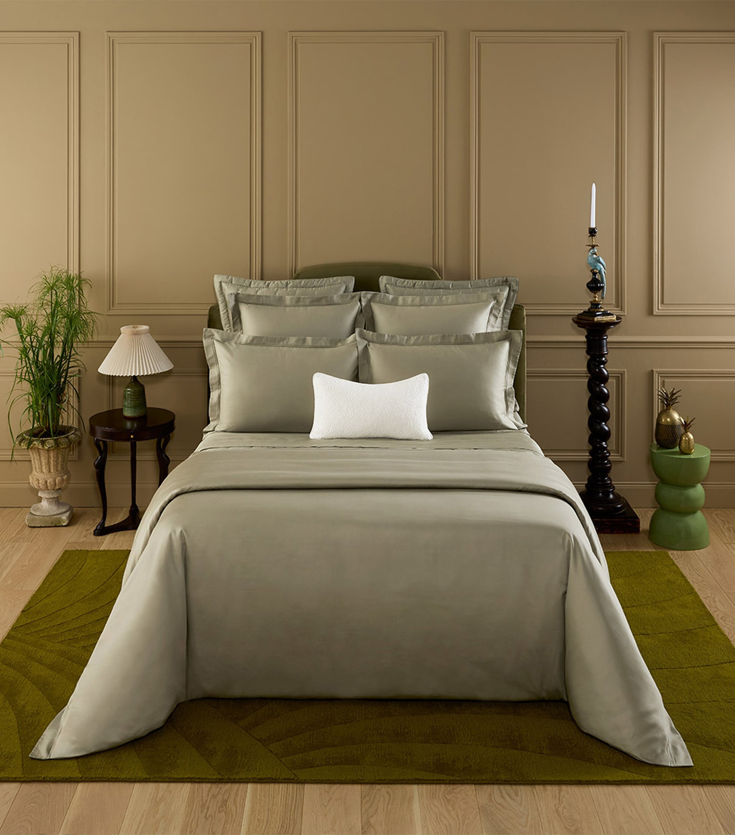 Yves Delorme Triomphe Kaki flat sheet 240x295cm, imported from the UK