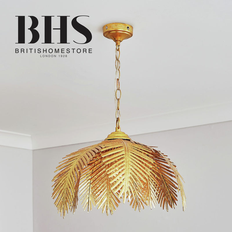 BHS Brooklyn Leafy Metal Pendant Ceiling Light in gold - British product