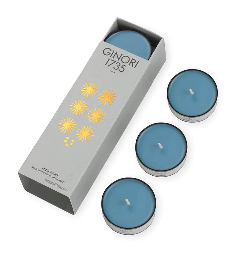GINORI 1735 Musk Road tealight scented candles pack of 6, UK version