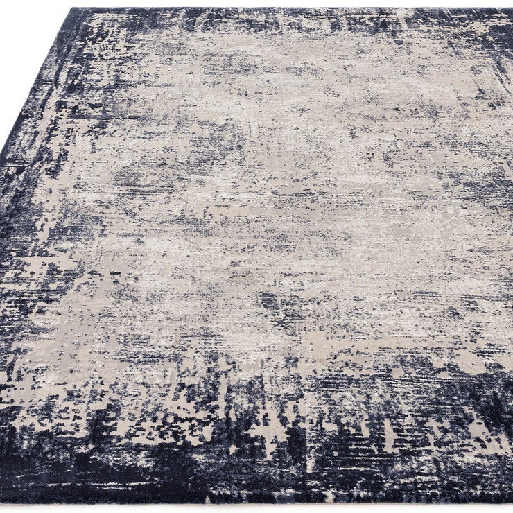 Asiatic Kuza border navy rug 160x230 cm, imported from the UK