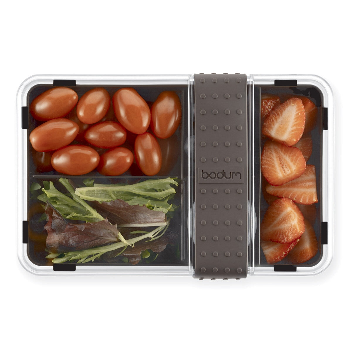 Bodum black lunch box and travel mug set with utensils, UK version