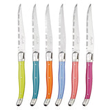 Laguiole iridescent steak knives with wooden block, imported from the UK