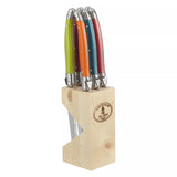 Laguiole iridescent steak knives with wooden block, imported from the UK