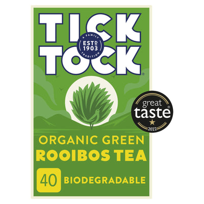 Tesco Tick Tock Organic Green Rooibos Tea Bags 40 Count 72g- Buy online at McGrocer