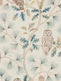 Sanderson Owlswick wide-width snowy owl wallpaper design (British brand)