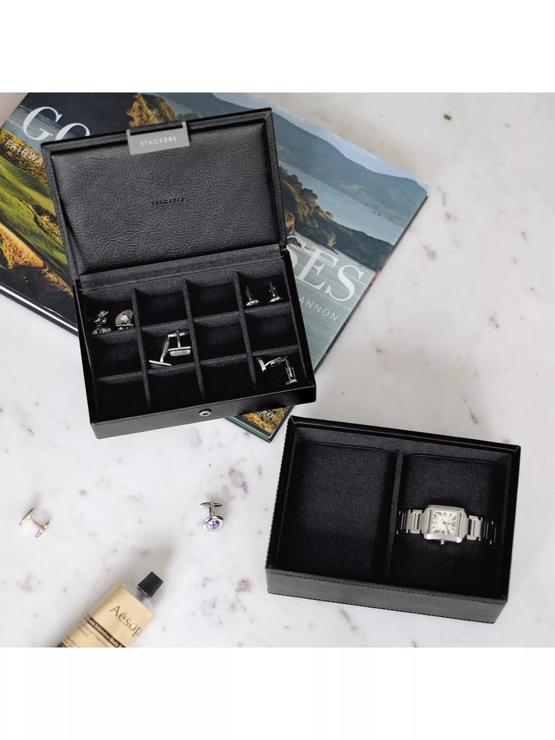 Stackers Men's Mini Watch & Cufflink Box (British brand)