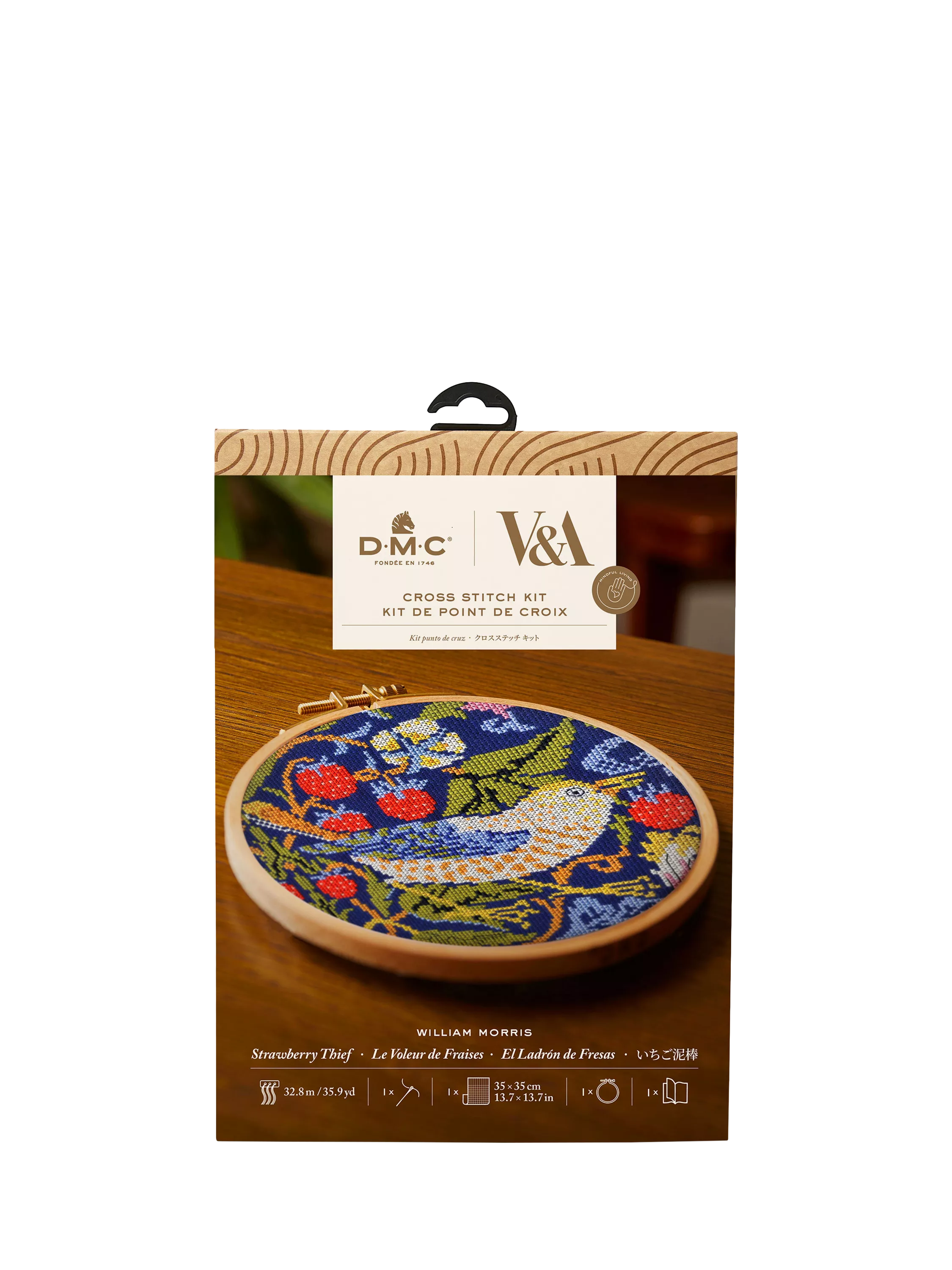 DMC William Morris Strawberry Thief cross stitch kit - British product