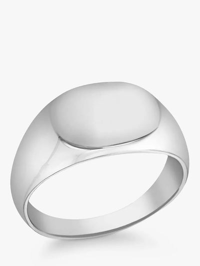 John Lewis IBB Personalised Unisex Oval Signet Ring, Silver- Buy online at McGrocer