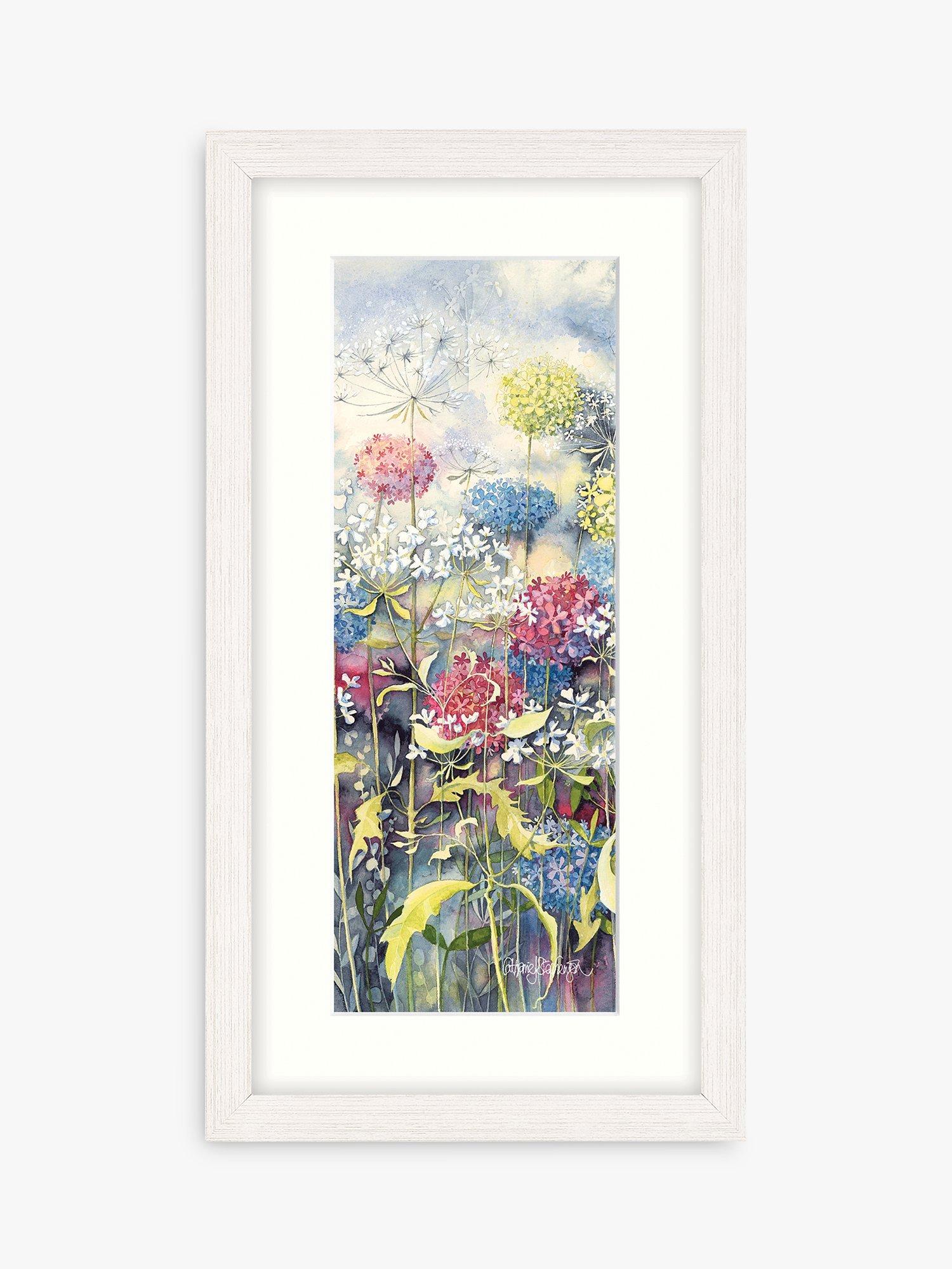 John Lewis Floral 1 framed print Blue/Multi 43.5 x 23.5cm, UK version