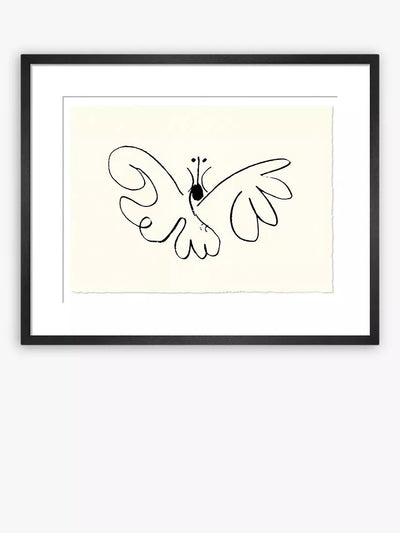 John Lewis John Lewis Pablo Picasso 'Papillon' Butterfly Sketch Framed Print, 37 x 47cm, Black/White