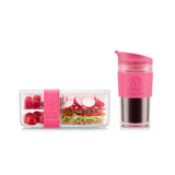 Bodum black lunch box and travel mug set with utensils, UK version