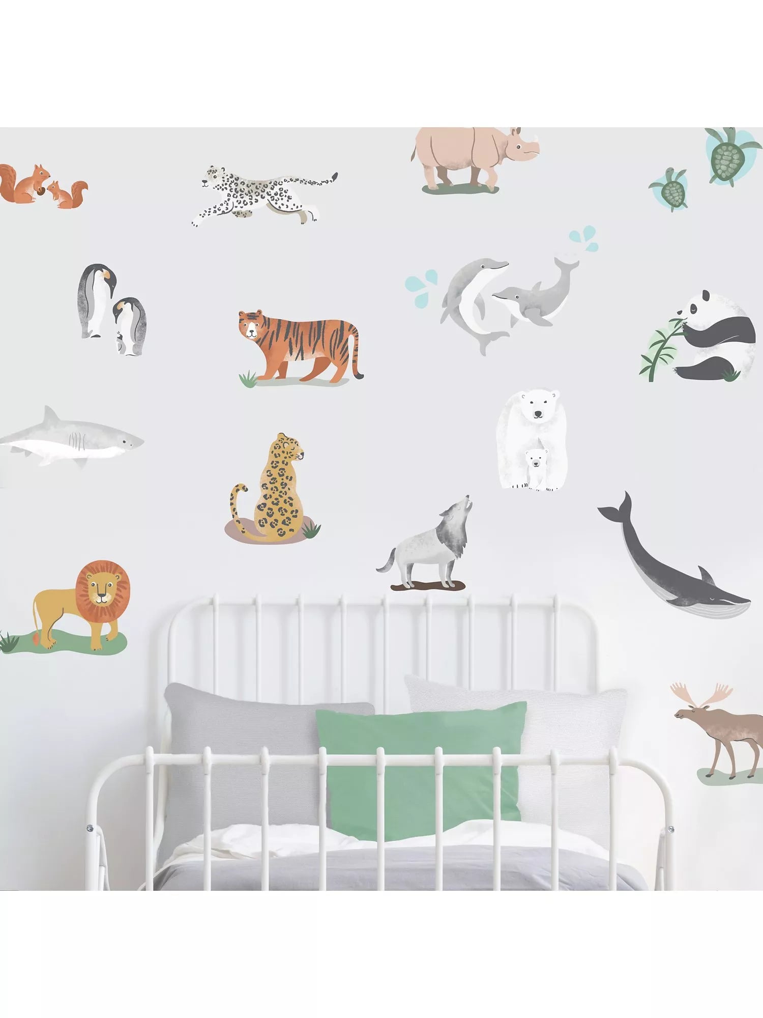 World Map Animal Removable Wall Sticker Set, Multi-Colour