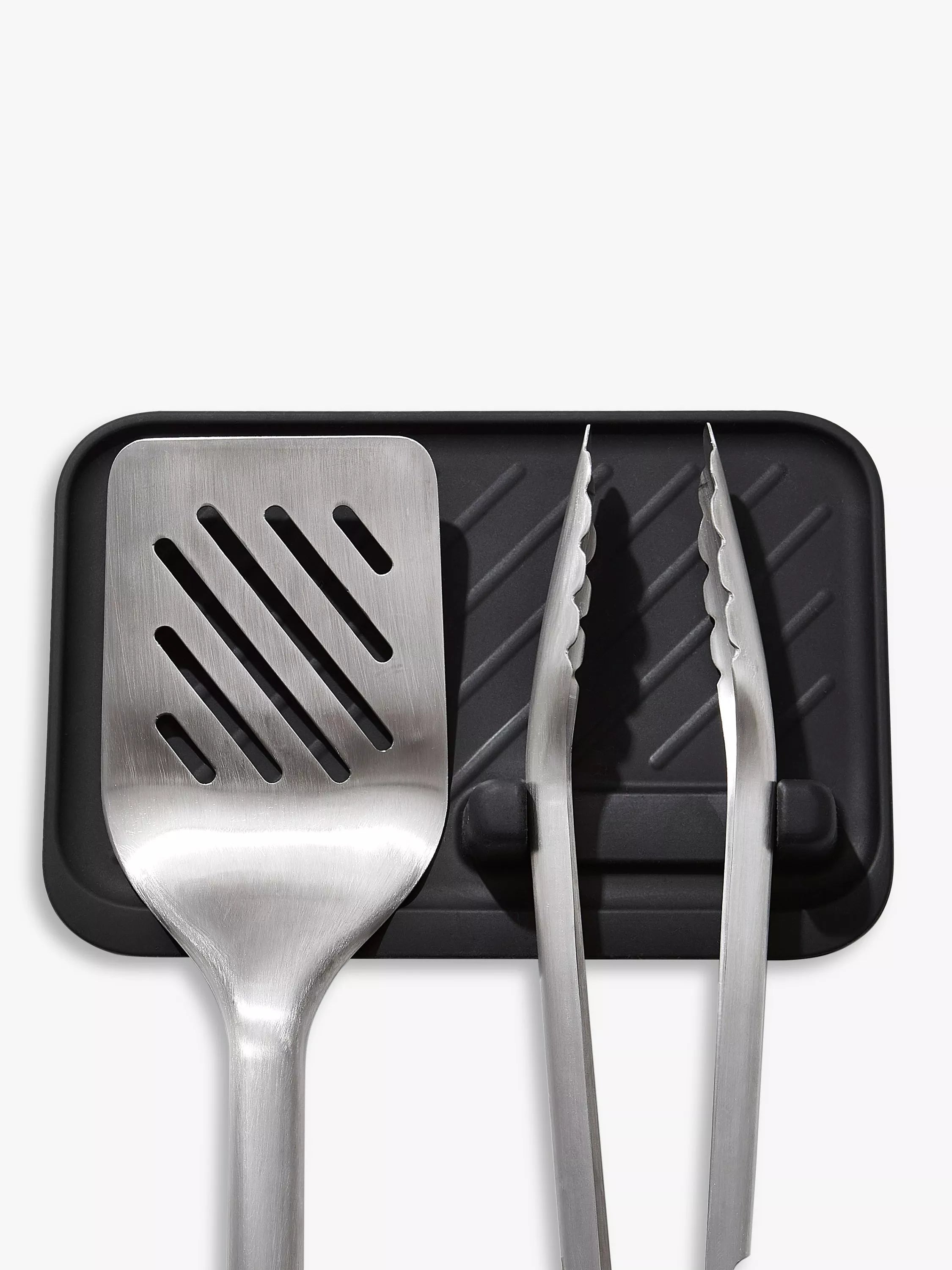 OXO Good Grips 3-piece BBQ tool set with tongs turner rest (British brand)