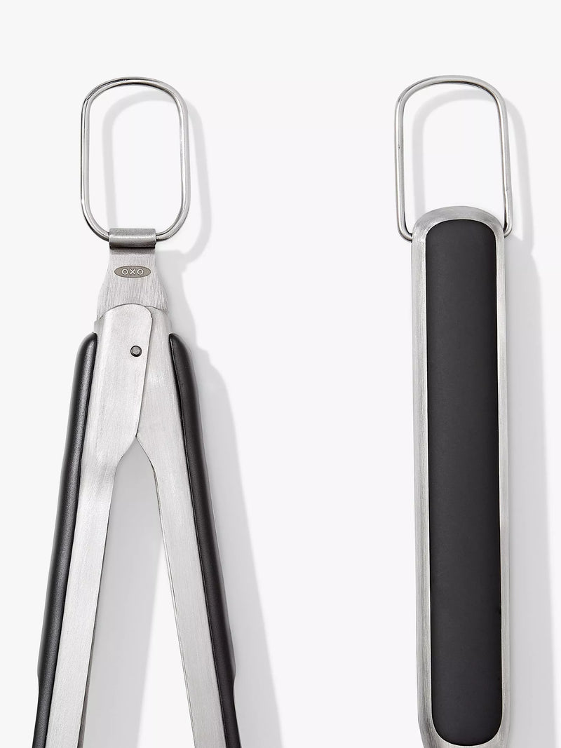 OXO Good Grips 3-piece BBQ tool set with tongs turner rest (British brand)