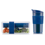 Bodum black lunch box and travel mug set with utensils, UK version