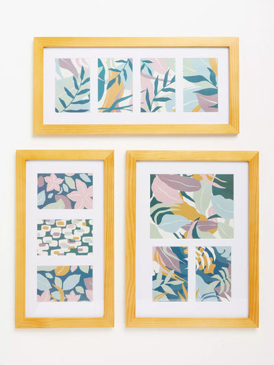 John Lewis John Lewis Gallery Set Multi-aperture Wood Photo Frames & Mounts, 10 Photo, Natural