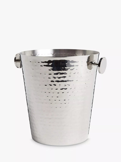 John Lewis John Lewis Hammered Stainless Steel Champagne & Wine Ice Bucket, Silver, 20cm- Buy online at McGrocer