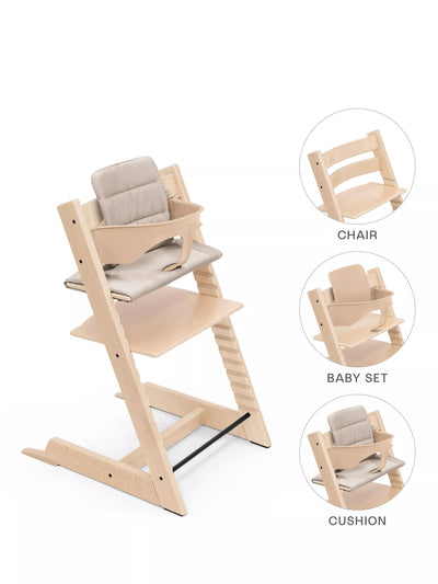 John Lewis Stokke Tripp Trapp Highchair Baby Set² & Cushion Bundle, Natural- Buy online at McGrocer