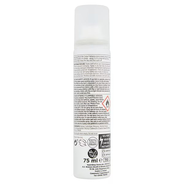 Superdrug Red temporary hair spray 75ml, imported from the UK