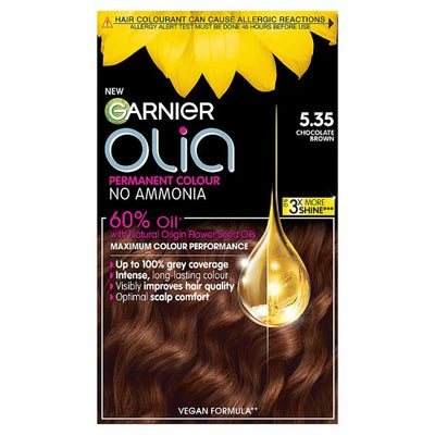 Superdrug Garnier Olia 5.35 Rich Chocolate Brown Permanent Hair Dye with Conditioner- Buy online at McGrocer