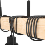 Eglo Townshend geometric pendant light with black metal and pinewood, British brand