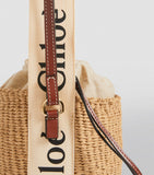 Chloé Small Woody Basket Bag in paper fibre with leather trims, UK version