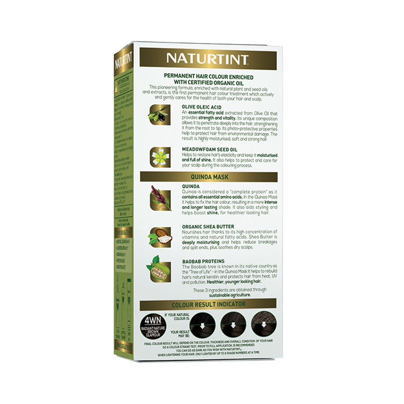 Naturtint hair colour 4WN Radiant Brown, imported from the UK