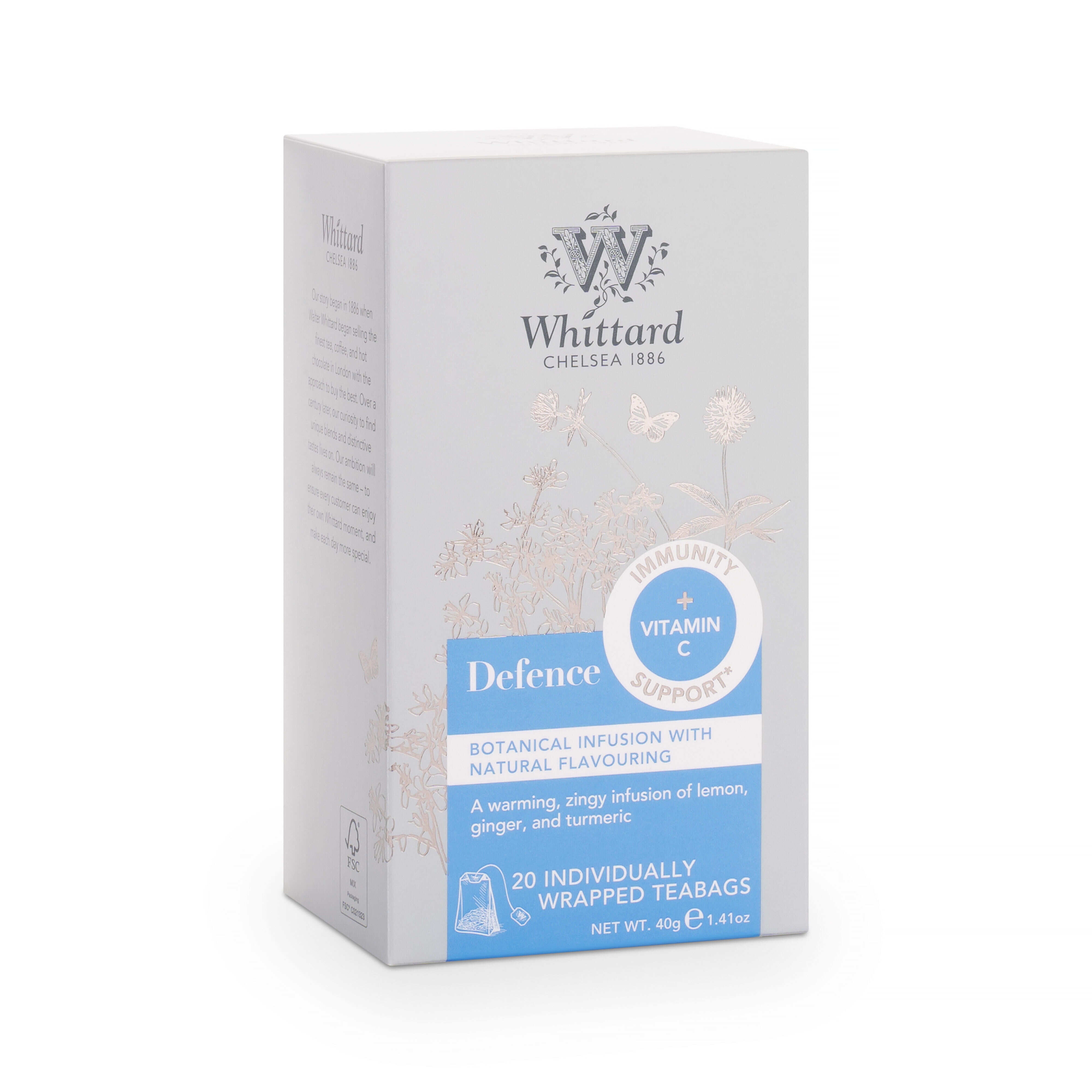 Whittard Defence botanical infusion teabags 20 count, UK version