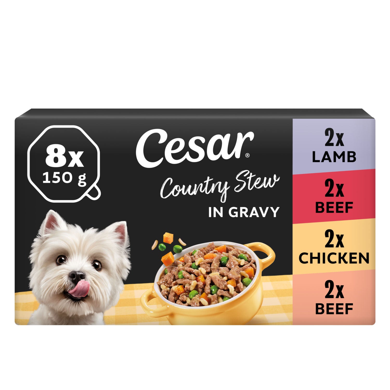 Cesar Juicy Hotpot wet dog food 8x150g - British product