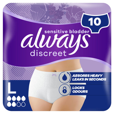 ASDA Always Incontinence Pants Women Normal L 10 Packs- Buy online at McGrocer