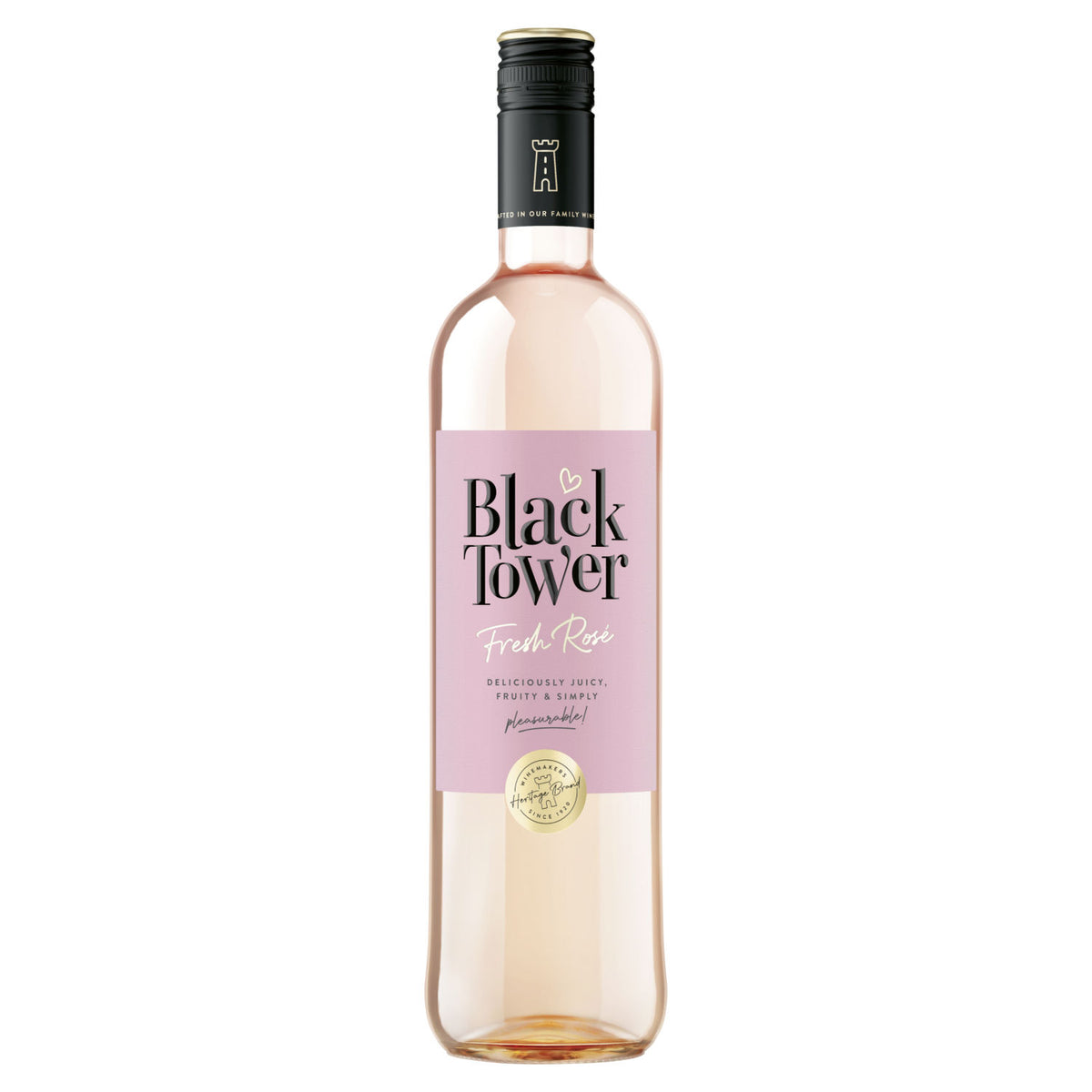 Black Tower Fresh Rosé wine bottle 75cl - British product