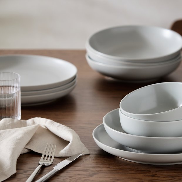 Habitat stoneware dinner set in matte grey, UK version