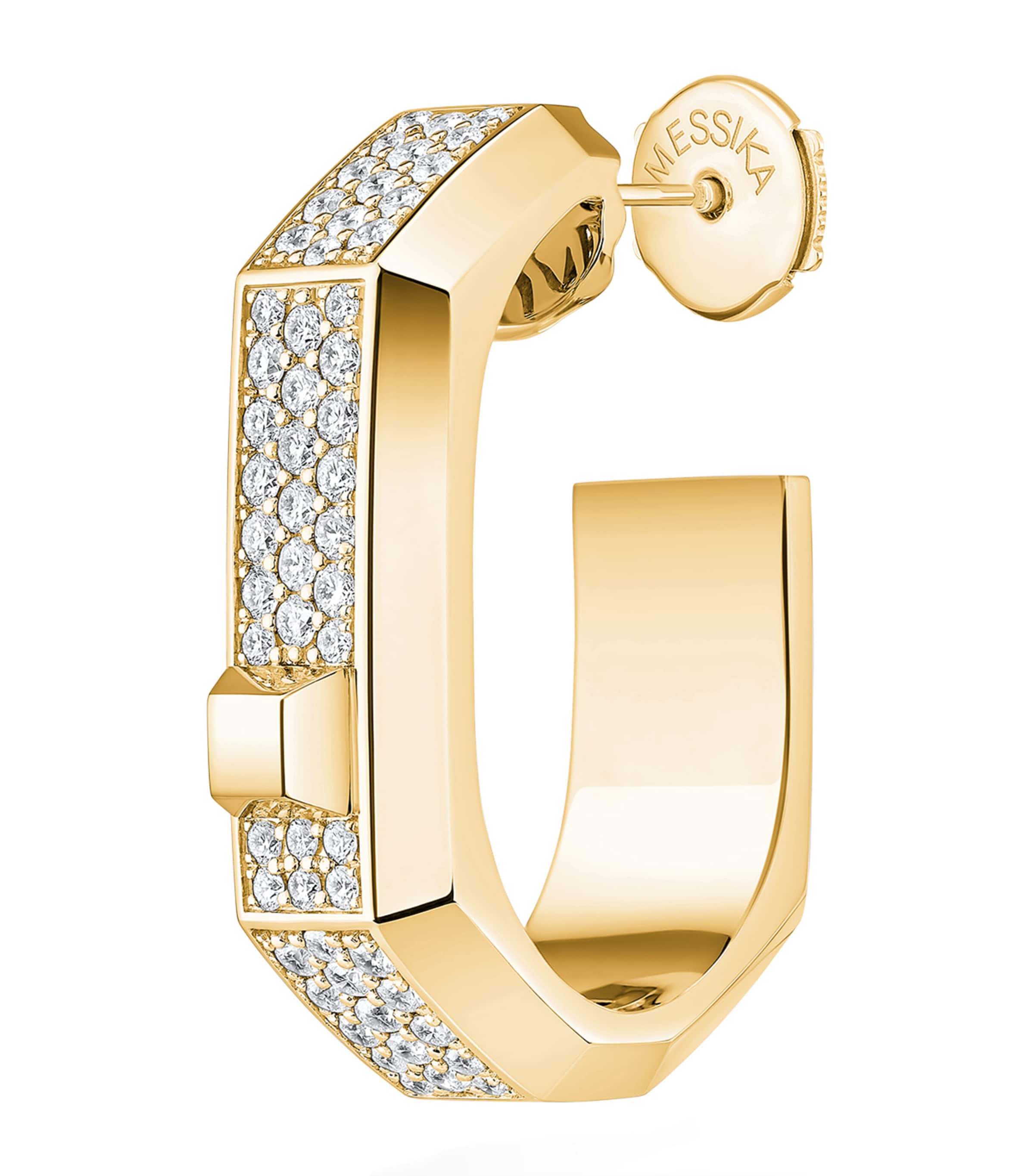 Messika Modernist yellow gold diamond single hoop earring 0.30ct, imported from the UK