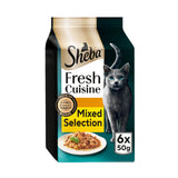 Sheba wet cat food poultry gravy 6x50g pouches, imported from the UK