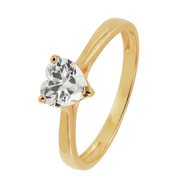 Revere 9ct gold heart cubic zirconia engagement ring, UK version