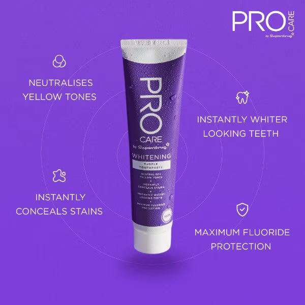 Superdrug ProCare purple whitening toothpaste 25ml (British brand)