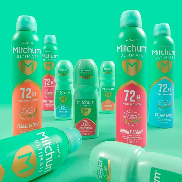 Mitchum Ultimate Roll On bright floral 100ml, imported from the UK