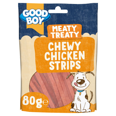 ASDA Good Boy Meaty Treaty Chewy Chicken Strips Dog Treats 80g- Buy online at McGrocer