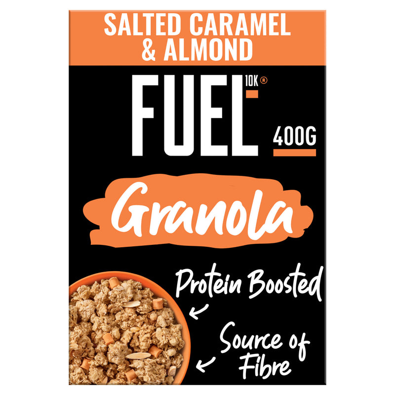 Fuel10K protein granola salted caramel and almond 400g, imported from the UK